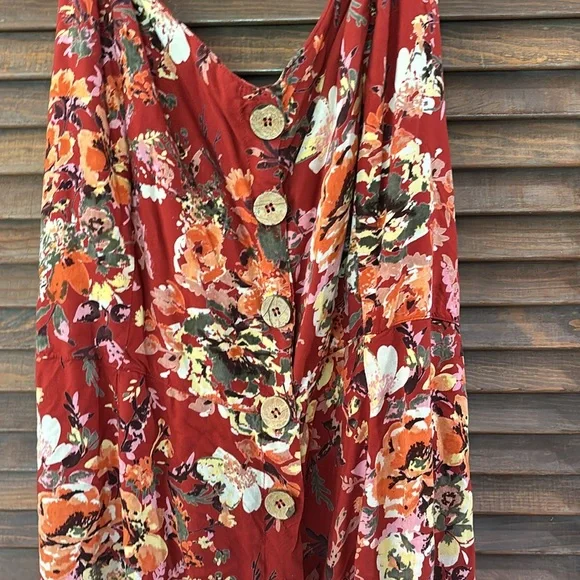 Floral Red Maxi Dress - Picture 2 of 5